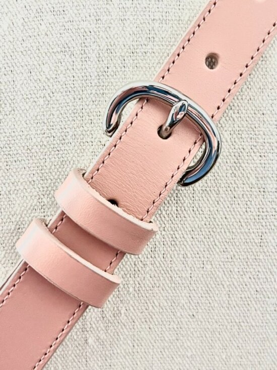 Banana Republic Italian Leather Belt Pink Silver Tone Brass Buckle Made in USA main image 7